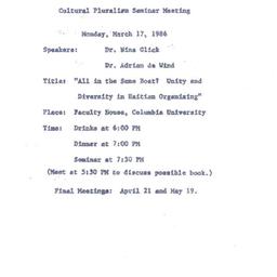 Announcements, 1986-03-17. ...