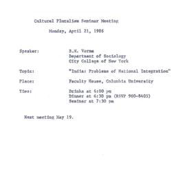 Announcements, 1986-04-21. ...