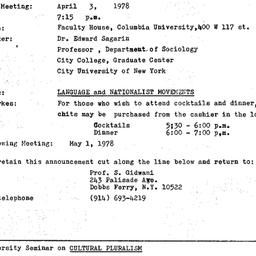 Announcements, 1978-04-03. ...