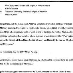 Announcements, 1998-03-23. ...