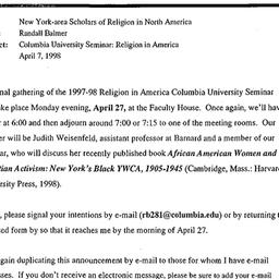 Announcements, 1998-04-27. ...