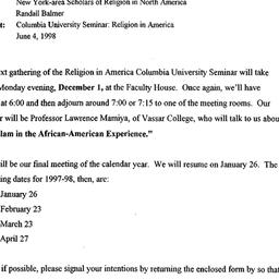 Announcements, 1997-12-01. ...
