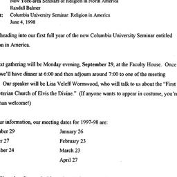 Announcements, 1997-09-29. ...