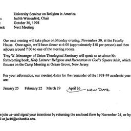 Announcements, 1998-11-30. ...
