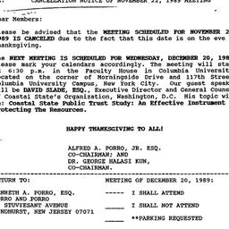 Announcements, 1989-11-22. ...
