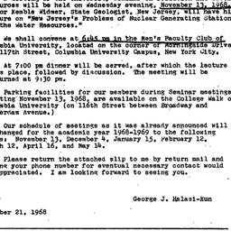 Announcements, 1968-10-21. ...