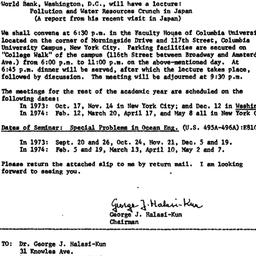 Announcements, 1973-09-19. ...