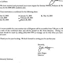 Correspondence, 2001-05-22....