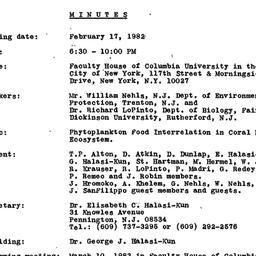 Minutes, 1982-02-18. Pollut...
