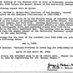 Announcements, 1982-04-21. ...