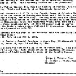 Announcements, 1984-02-15. ...
