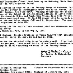 Announcements, 1984-01-25. ...
