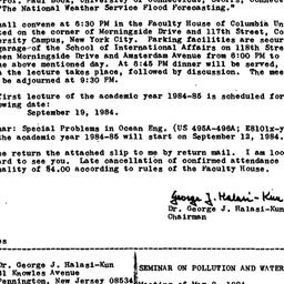 Announcements, 1984-05-09. ...