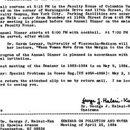 Announcements, 1984-04-25. ...