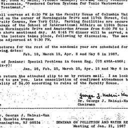 Announcements, 1987-01-21. ...