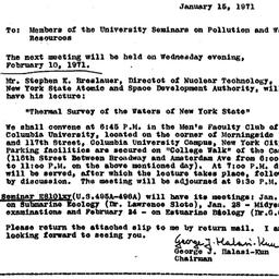 Announcements, 1971-01-15. ...