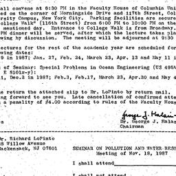 Announcements, 1987-11-18. ...