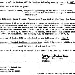 Announcements, 1975-04-09. ...