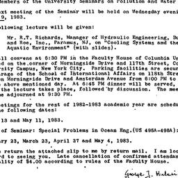 Announcements, 1983-03-09. ...