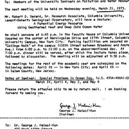 Announcements, 1973-03-21. ...