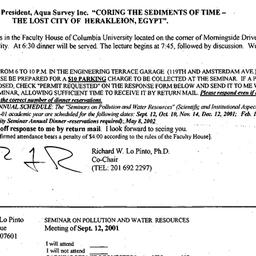 Announcements, 2001-09-12. ...