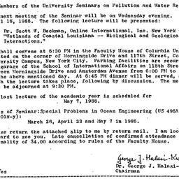 Announcements, 1986-04-16. ...