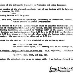 Announcements, 1977-11-30. ...