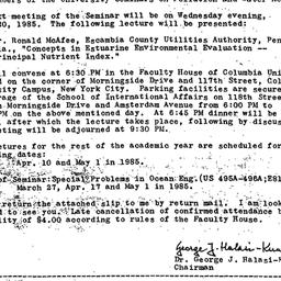 Announcements, 1985-03-20. ...