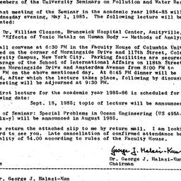 Announcements, 1985-05-01. ...