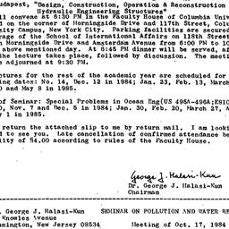Announcements, 1984-10-17. ...