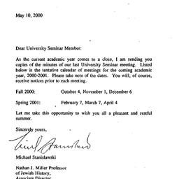 Announcements, 2001-05-10. ...