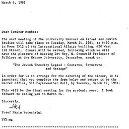 Announcements, 1981-03-06. ...