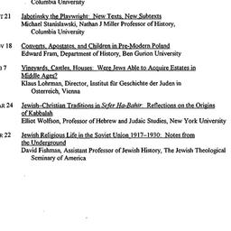 Schedules, Israel and Jewis...