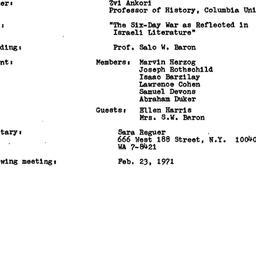 Minutes, 1970-11-23. Israel...
