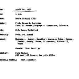 Announcements, 1971-04-20. ...