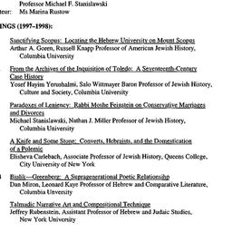 Schedules, Israel and Jewis...