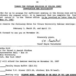 Announcements, 1987-10-28. ...