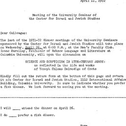 Announcements, 1972-04-11. ...
