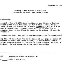 Announcements, 1971-11-10. ...