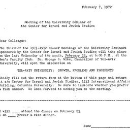 Announcements, 1972-02-07. ...