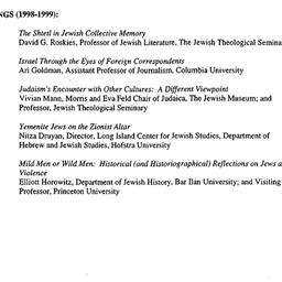 Schedules, Israel and Jewis...