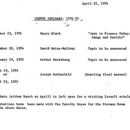 Announcements, 1975-04-22. ...