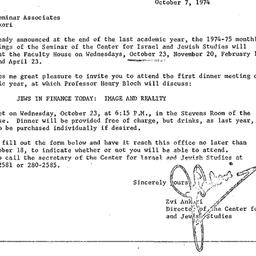 Announcements, 1974-10-07. ...