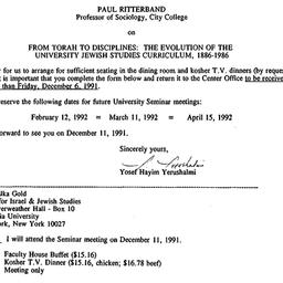 Announcements, 1991-11-20. ...