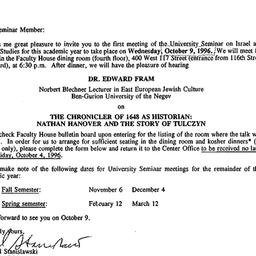 Announcements, 1996-09-18. ...