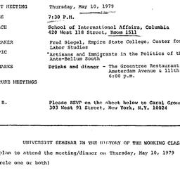 Announcements, 1979-05-10. ...