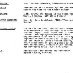 Announcements, 1981-11-16. ...