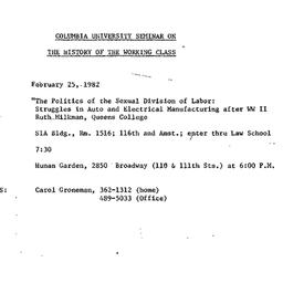 Announcements, 1982-02-25. ...