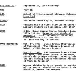 Announcements, 1983-09-27. ...