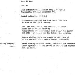 Announcements, 1986-12-10. ...